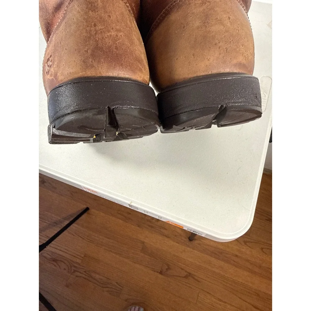 UGG Mens Brown Leather Vibram Sole Shearling Lined Side Zip Winter Boots Sz 10